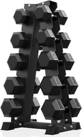 PAPABABE Hex Dumbbell Sets with Rack, 100-600lb Rubber Coated Dumbbell Weight Set and Storage Rack, Multiple Options Hand Weights for Strength Training