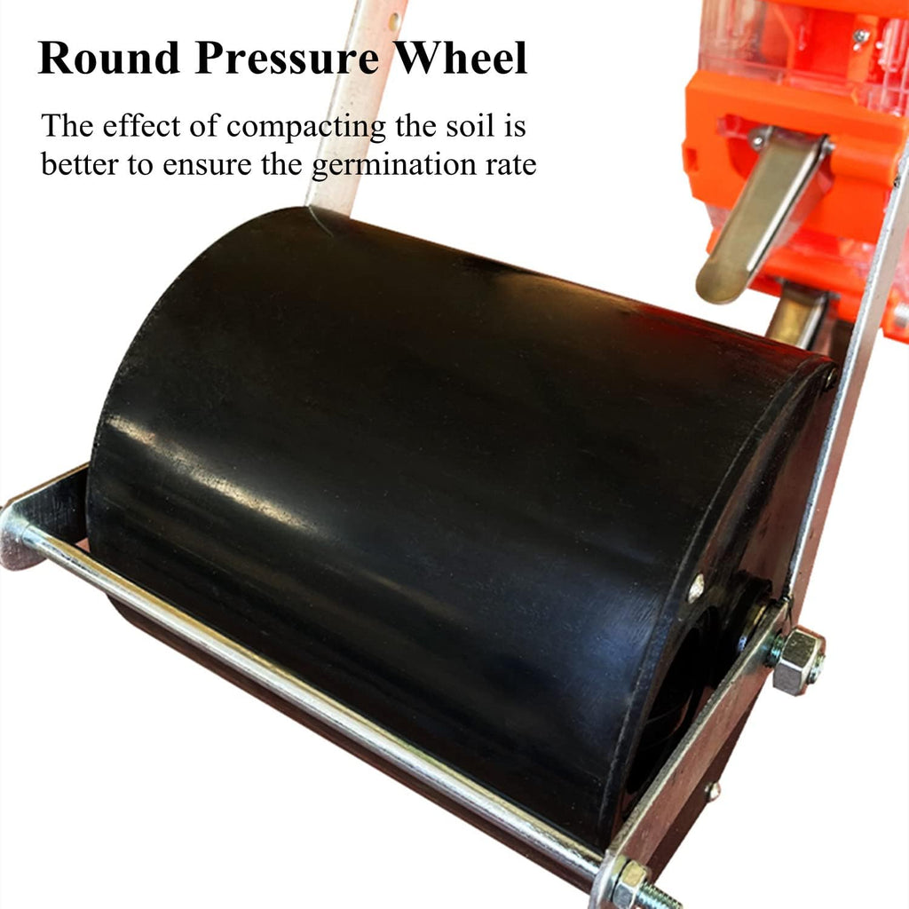 Hand-Push Roller Seeder and Fertilizer Applicator, Walk-Behind Row Crop Seed Planter, Manual Lawn & Garden Spreaders with 8 Seed Plates,5 Mouths (7 Mouths