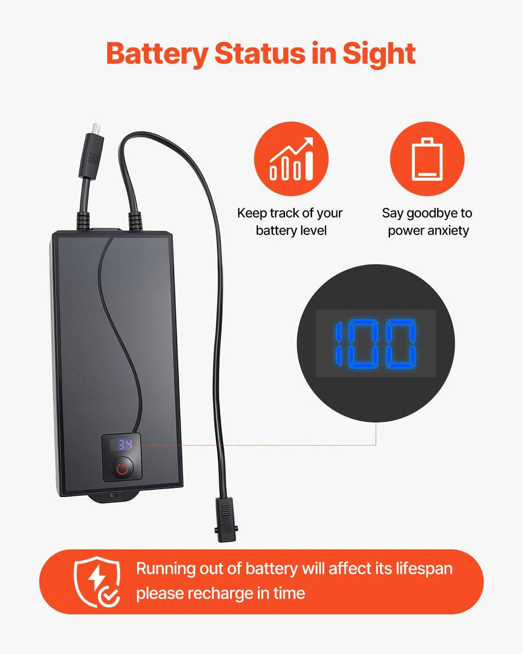VEVOR 5000 mAh Battery Pack for Reclining Furniture with Adapter, Rechargeable Recliner Battery Kit with Universal 2-Pin Connector and LED Screen, for Recliner, Sectional, Couch, Sofa & Lift Chair