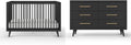 Child Craft Cranbrook Design 4-in-1 Convertible Baby Crib Nursery Furniture Set, Baby Bed and 6 Drawers Double Dresser, for Babies, Toddlers and Kids Bedroom (2 Piece - Ebony)