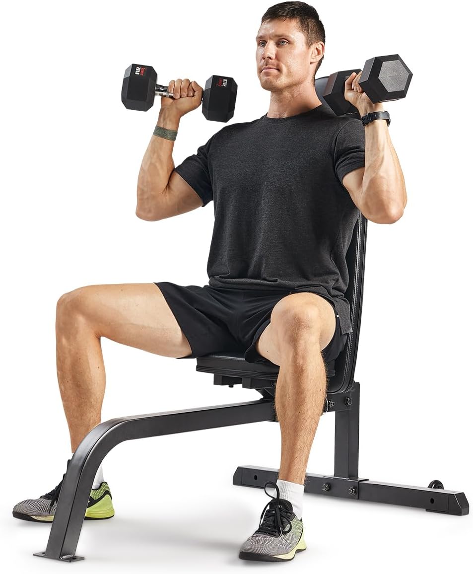 Sunny Health & Fitness Adjustable Weight Bench for Home Gym Strength Training, Incline/Decline, Multi-Position, High Weight Capacity