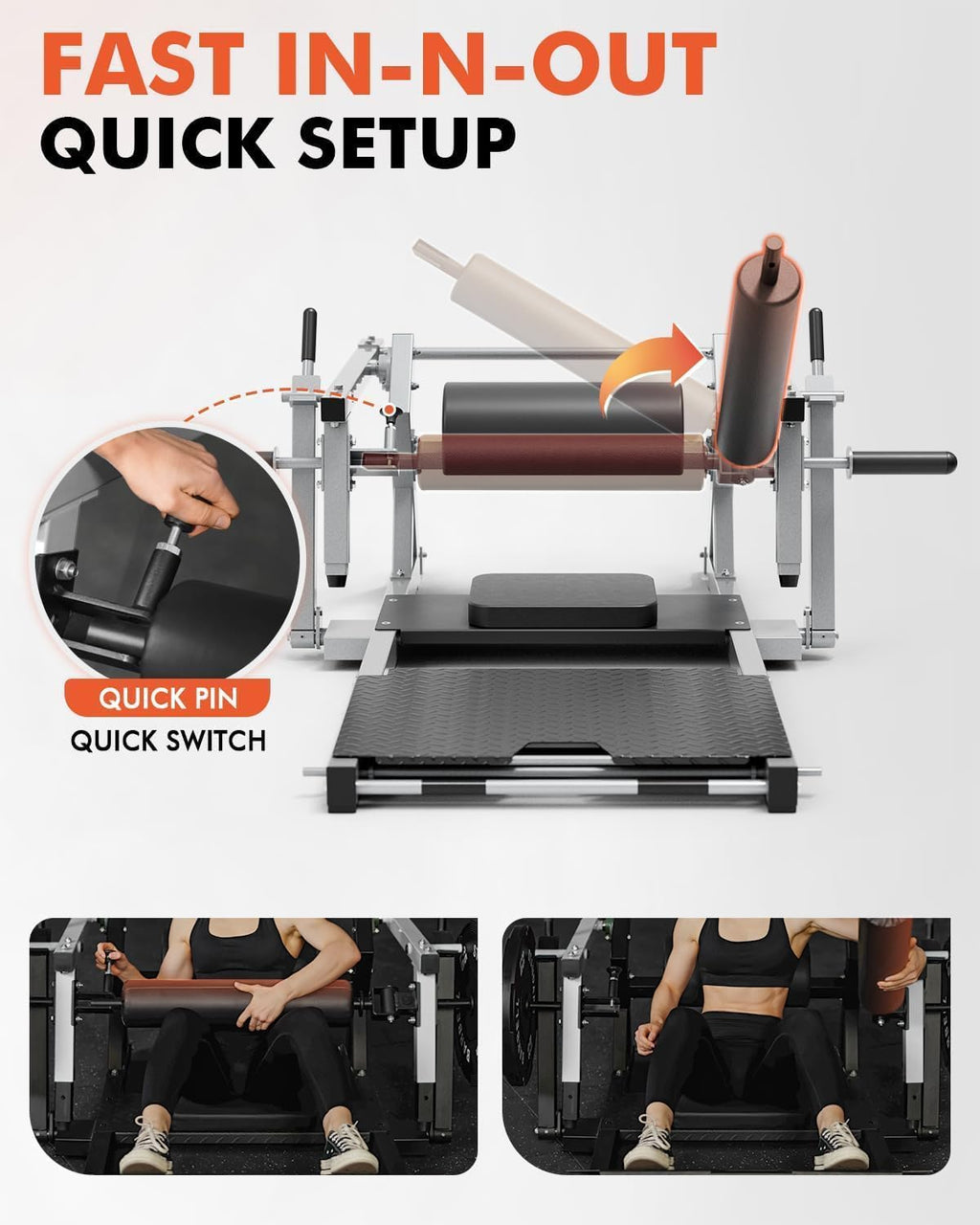 GMWD Hip Thrust Machine, 800LBS Plate-Loaded Glute Bridge Machine with Weight Holder, Heavy Duty Butt Exercise Equipment for Glute Muscles Building and Butt Shaping, Adjustable Footboard(R100LB