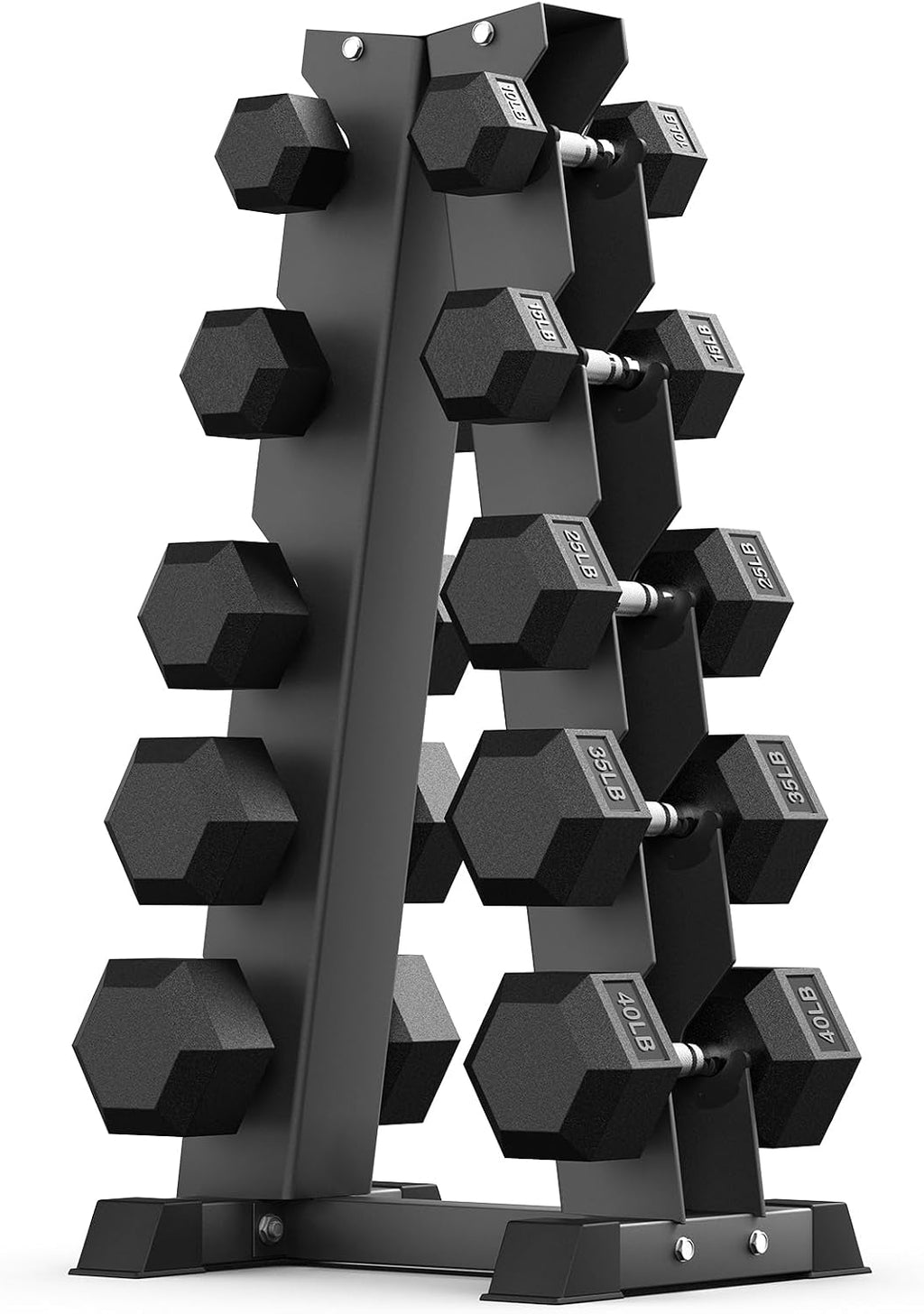 PAPABABE Hex Dumbbell Sets with Rack, 100-600lb Rubber Coated Dumbbell Weight Set and Storage Rack, Multiple Options Hand Weights for Strength Training