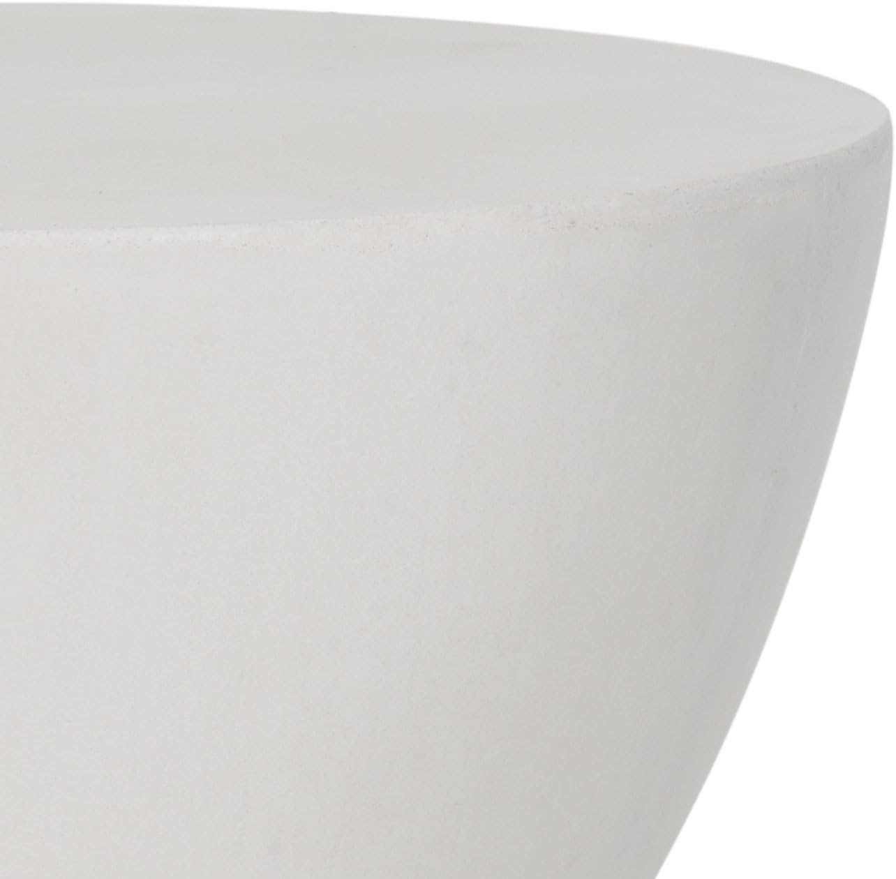 SAFAVIEH Outdoor - Athena Accent Stool - Ivory Concrete - Sculptural Drum Design - Ideal for Living Room, Patio, Deck, Sunroom, 14.9'W x 14.9'D x 17.7'H (VNN1011B)
