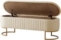 EcoHarbor Living 50.5' Storage Bench Hallway Ottoman,Upholstered End of Bed Bench Velvet with Gold Legs,Flipping Lid Entryway Footrest