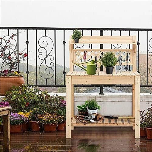 Prov Garden Potting Bench Table w/Sliding Tabletop Workstation w/Removable Sink Outside Patio Furniture Gardening Bench Gardening Table Curved Bench Small Porch Bench