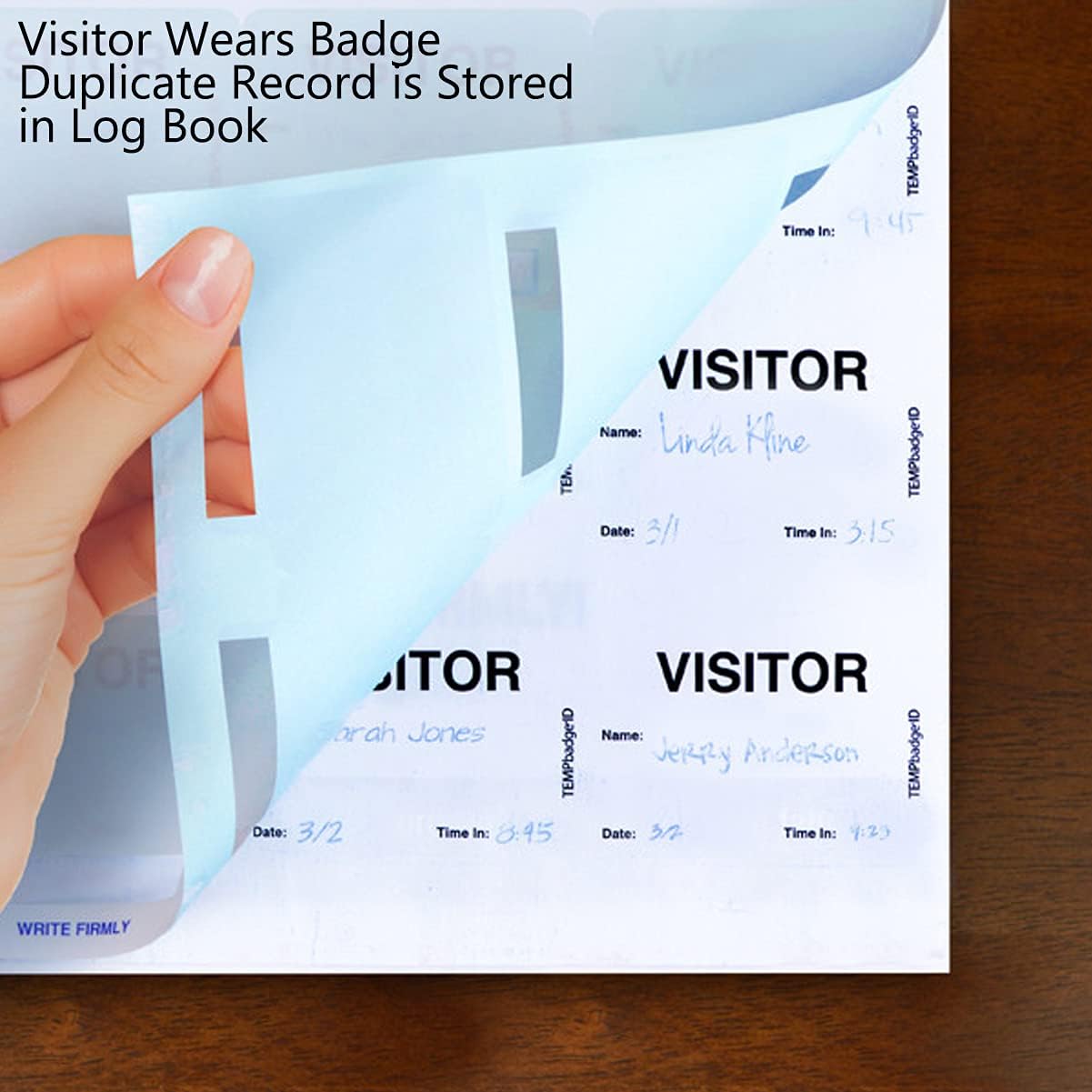 TEMPbadge Giant Sign in Visitor Badge Log Book (480 Badges) One Day Self Expiring - Security Name Tag Stickers - Easy Guest Management/Registry System for School & Business by Specialist ID