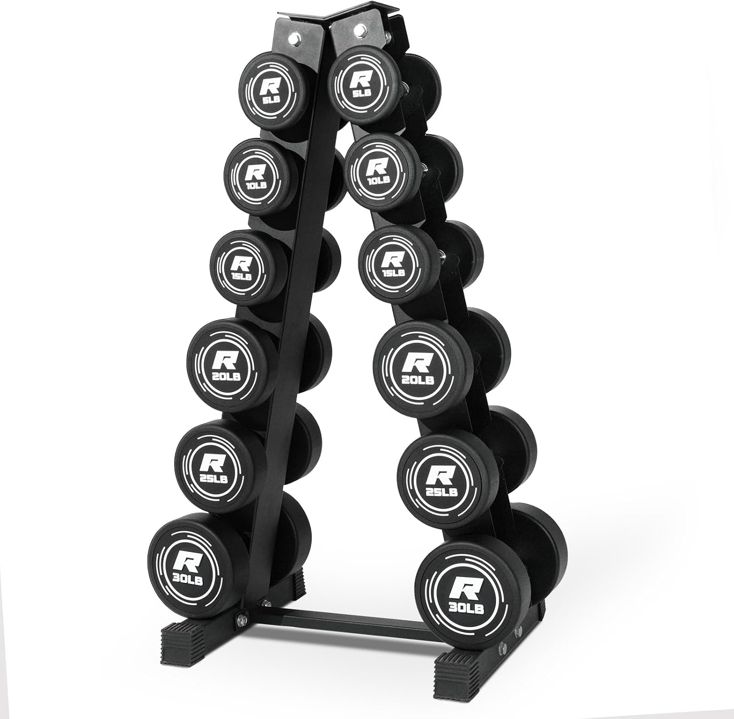 RitFit 5-250 LBS PVC Encased Round Dumbbell sets with Knurled Handle and Optional Rack, Strength Training Equipment for Home Gym