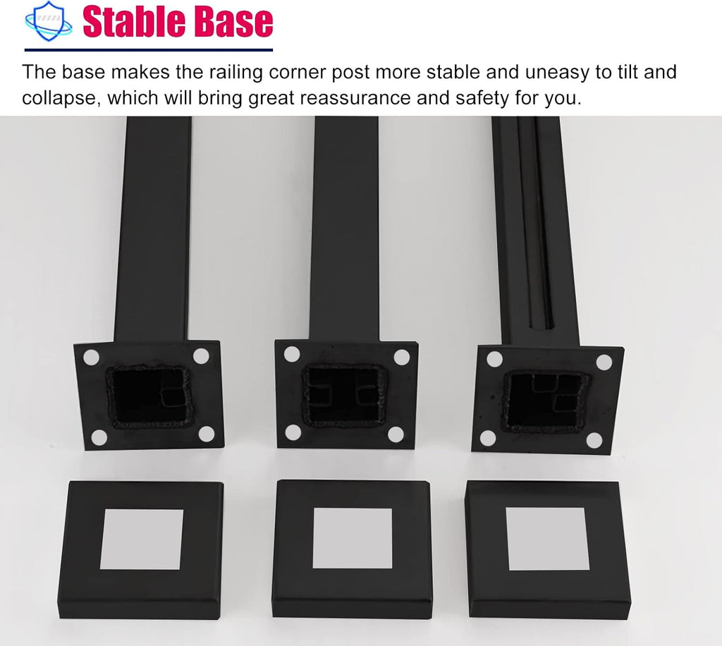 Heavy Duty Glass Balustrade Railing Post, Black Square Hallway Handrail Kit for Glass/Plastic/Wood/Acrylic Panel, Easy to Install (Color : Deep Coffee, Size : Height-65cm/25.6in)