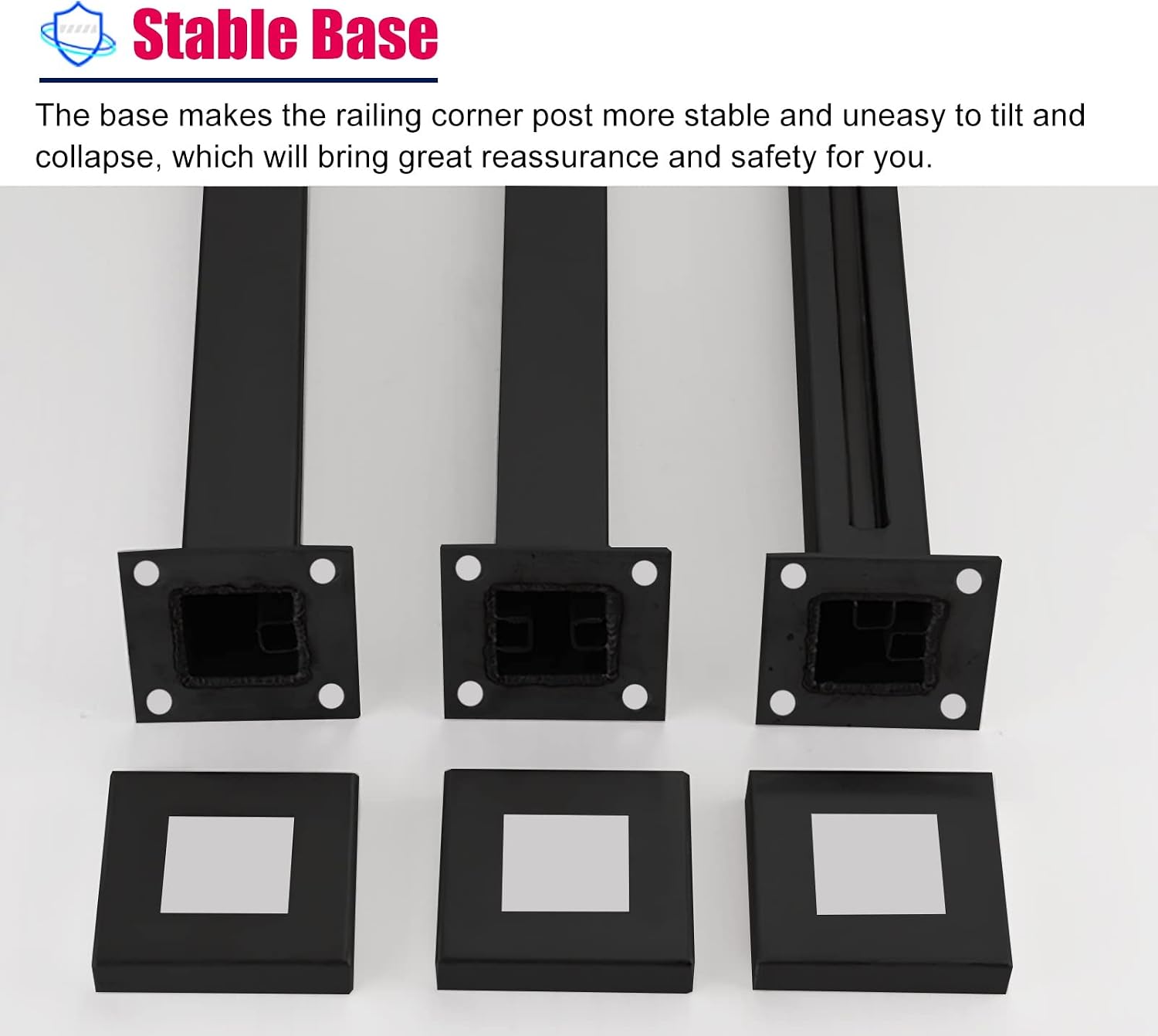 Heavy Duty Glass Balustrade Railing Post, Black Square Hallway Handrail Kit for Glass/Plastic/Wood/Acrylic Panel, Easy to Install (Color : Deep Coffee, Size : Height-65cm/25.6in)