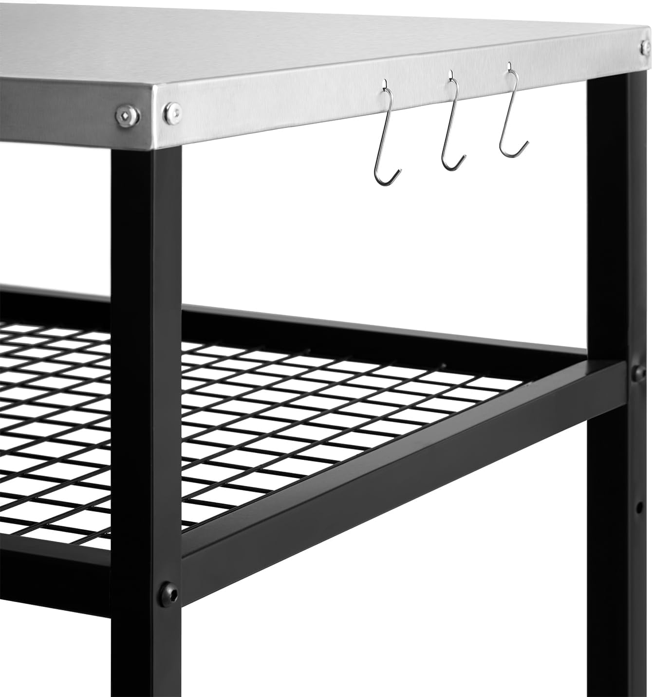 Stainless Steel Outdoor Grill Cart Pizza Oven Stand Trolley Table with Wheels Three-Shelf Movable Food Prep and Work Table Heavy Duty Grill Carts Outdoor Cart 31.5'×24'×35.5'