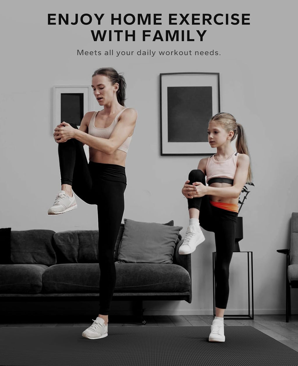 HAPBEAR Large Exercise Mat-7'x5'/6'x8'/6'x9'/6'x10'/6'x12'x8mm(1/3'),Non-Slip, Ultra Durable, Thick Workout Mat for Home Gym Flooring Cardio, Yoga for Fitness, High-Density, Shoes-Friendly