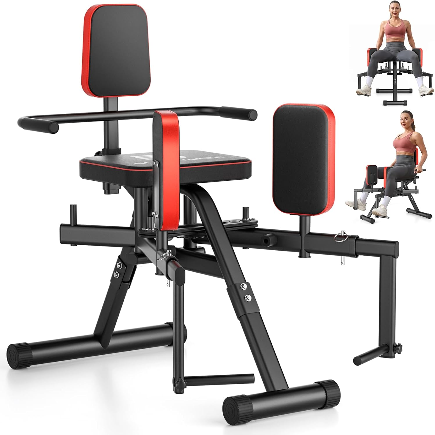 2-in-1 Hip Abductor & Adduction Machine for Home Gym, Glute Machine & Thigh Workout Equipment with 6-Level Resistance and Enlarged Padding Seat, Compact Leg Exercise Euipment for Women & Men