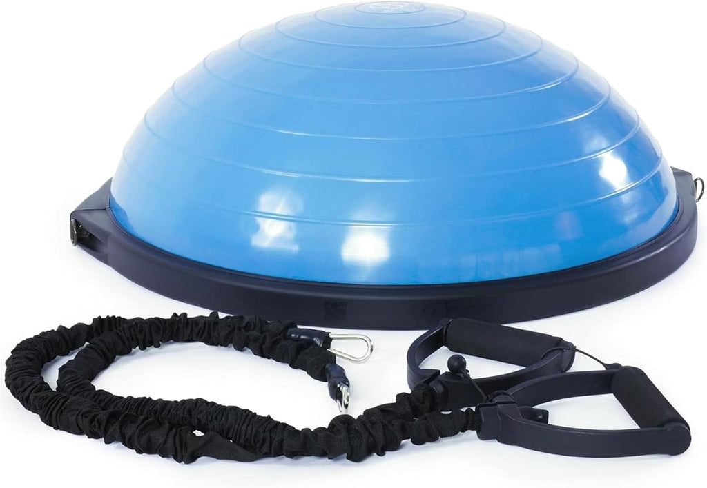 BOSU Pro Balance Trainer, Half-Ball Training Equipment, 300 lb Capacity, Stability Exercise Tool with Resistance Bands Non-Slip Base, Blue