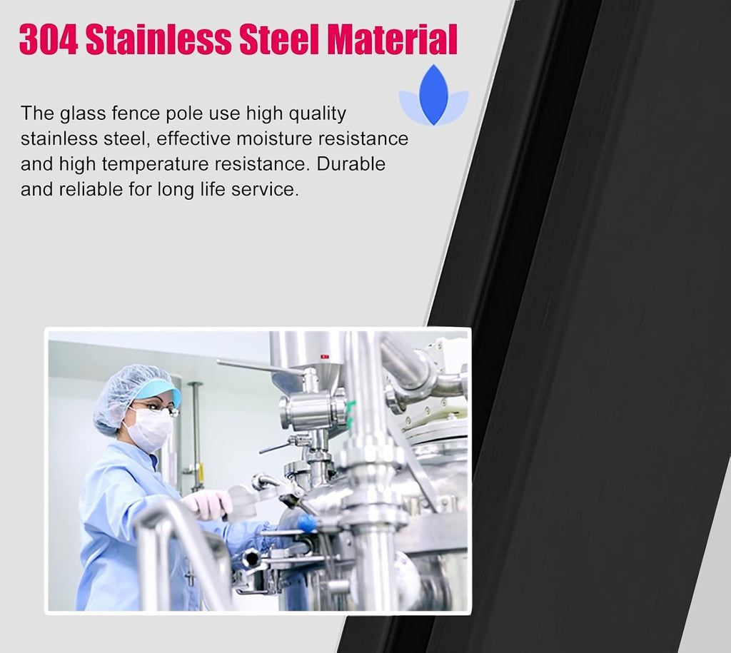 Heavy Duty Glass Balustrade Railing Post, Black Square Hallway Handrail Kit for Glass/Plastic/Wood/Acrylic Panel, Easy to Install (Color : Deep Coffee, Size : Height-65cm/25.6in)