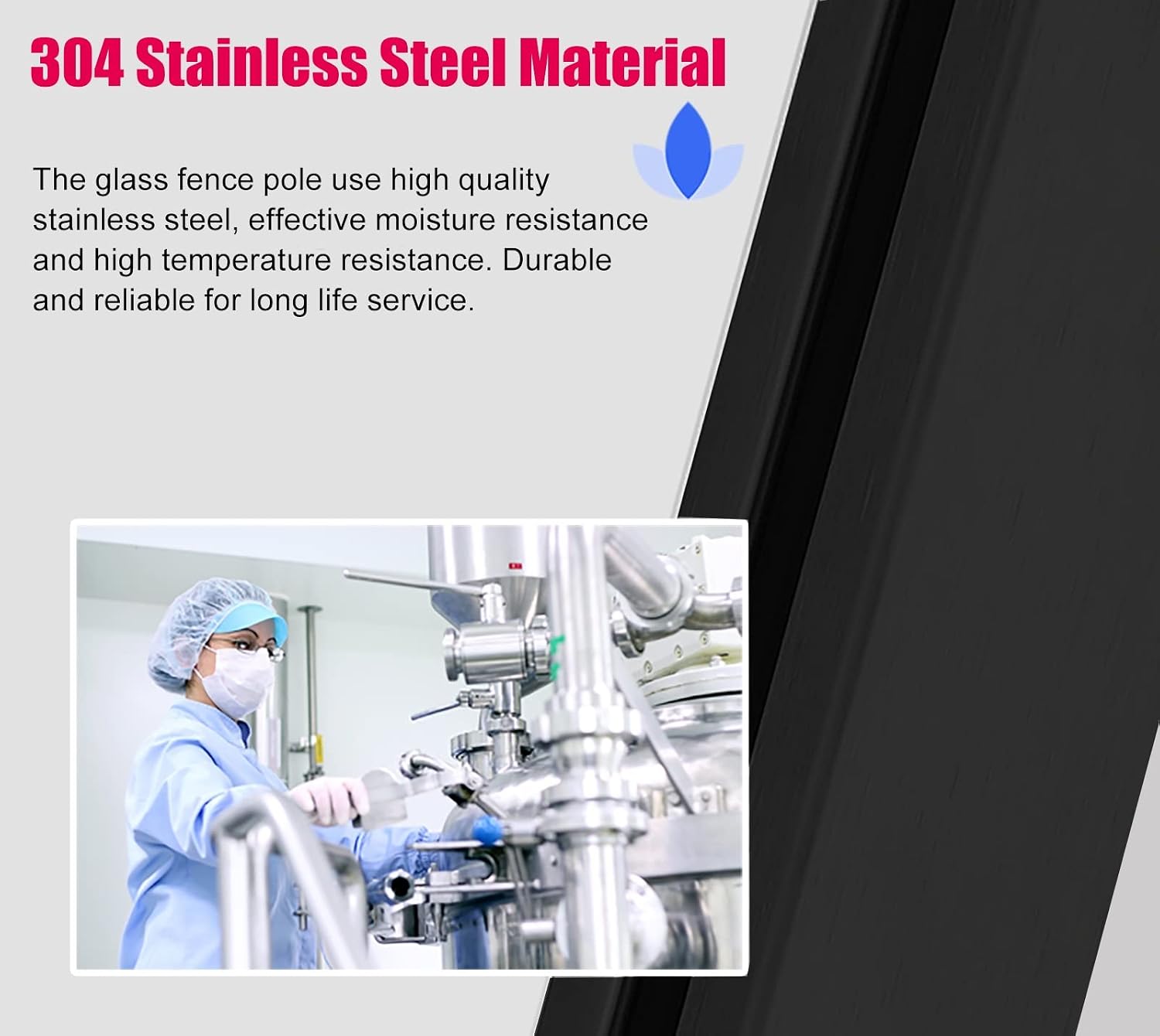 Heavy Duty Glass Balustrade Railing Post, Black Square Hallway Handrail Kit for Glass/Plastic/Wood/Acrylic Panel, Easy to Install (Color : Deep Coffee, Size : Height-65cm/25.6in)