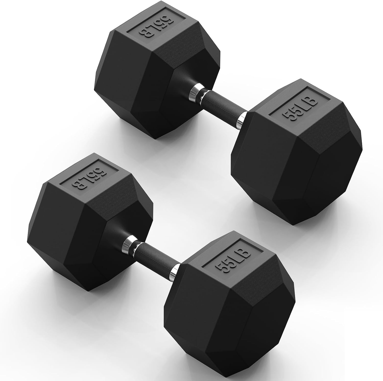 Comfort handle Rubber Encased Hex Dumbbell, Hand Weights with Anti-Slip Cast Iron Grip for Exercise & Fitness, Weights Dumbbells Set of 2 for Strength Training