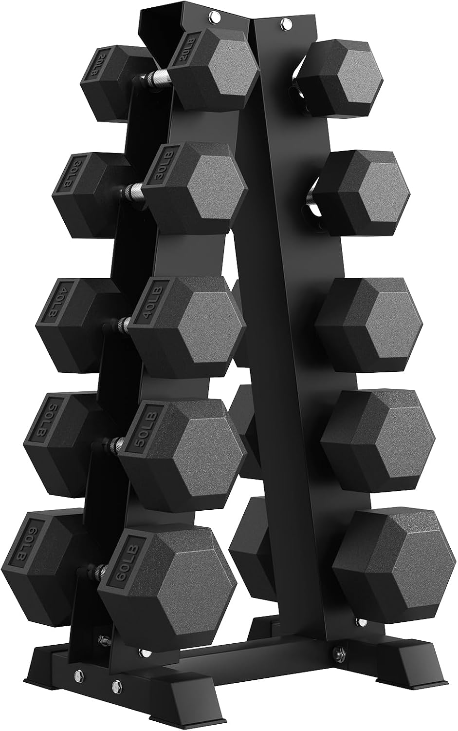 PAPABABE Hex Dumbbell Set with Rack, 85-560lb Rubber Encased Dumbbell Free Weights Dumbbells Set with Storage Rack, Hand Weights Set for Strength Training