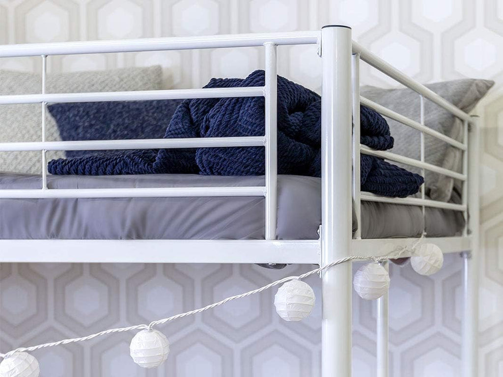 Home Accent Furnishings Full Size Loft Bed-White Metal Finish