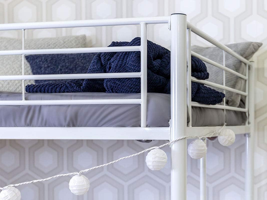 Home Accent Furnishings Full Size Loft Bed-White Metal Finish