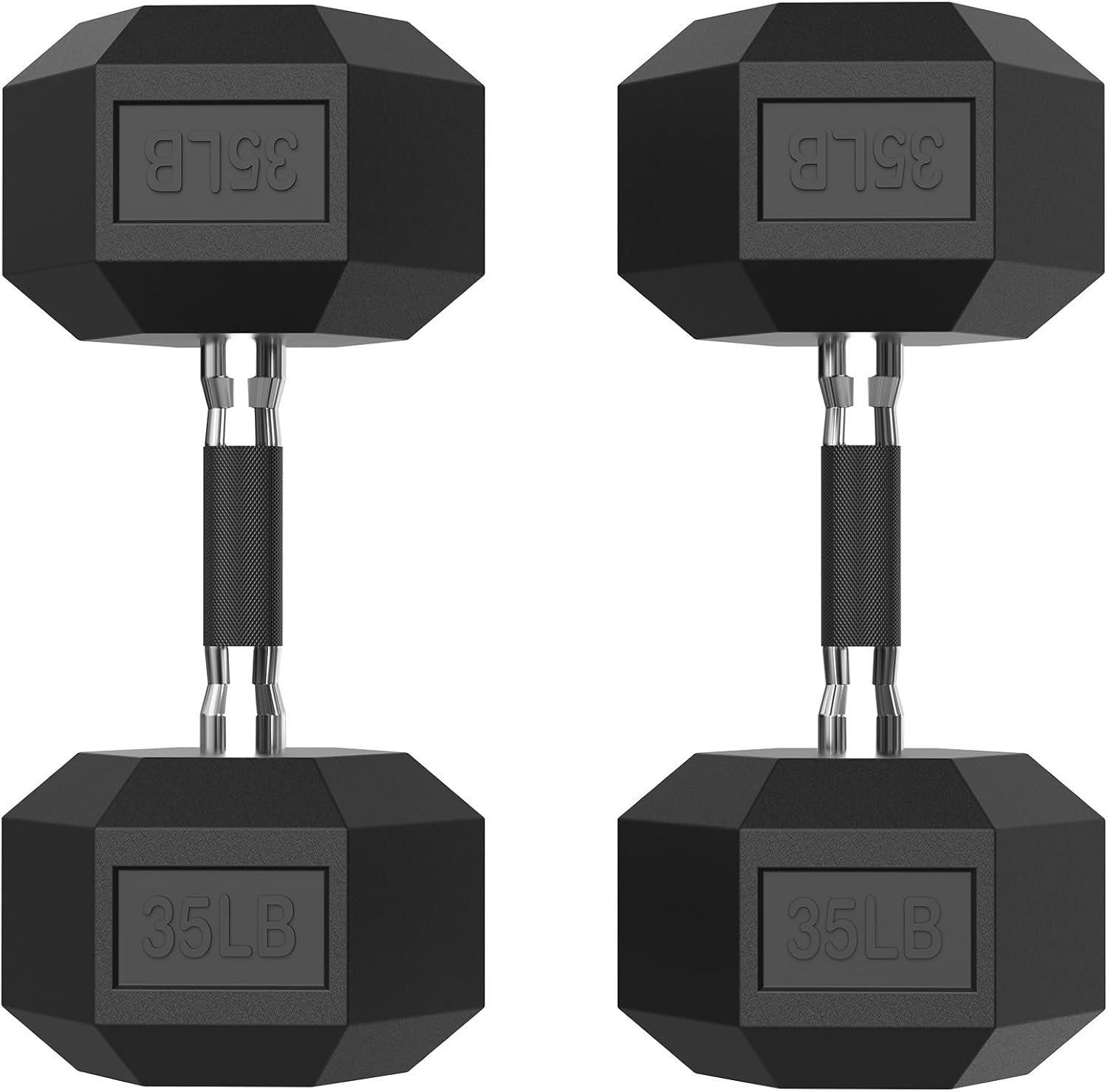 Comfort handle Rubber Encased Hex Dumbbell, Hand Weights with Anti-Slip Cast Iron Grip for Exercise & Fitness, Weights Dumbbells Set of 2 for Strength Training