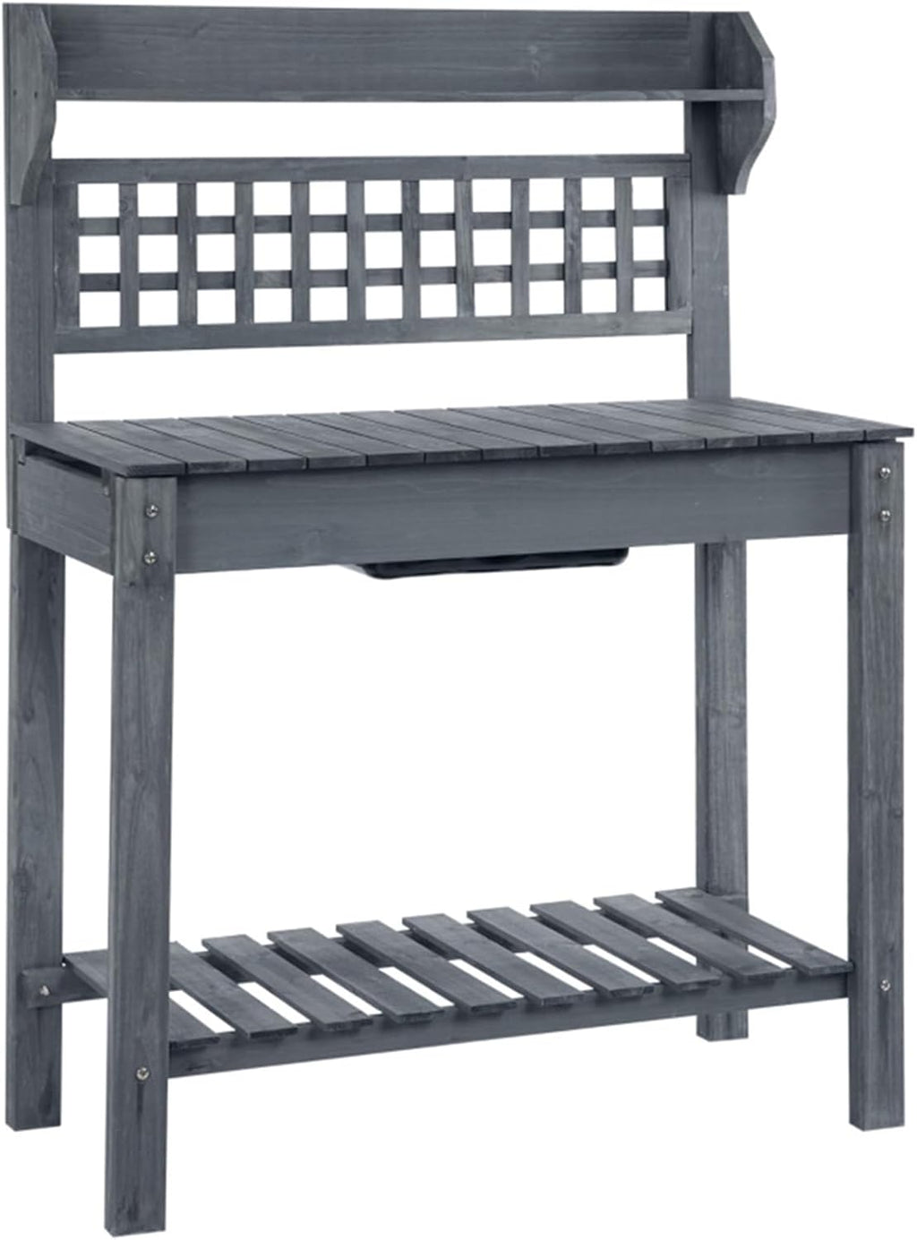 Fir Wood Outdoor Potting Bench, Scalable Frame with Expandable Tabletop & Dry Sink, for Patio Yard Vegetable Herb Gardening(Gray)