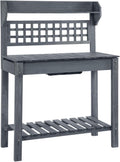 Fir Wood Outdoor Potting Bench, Scalable Frame with Expandable Tabletop & Dry Sink, for Patio Yard Vegetable Herb Gardening(Gray)