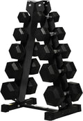 RitFit Rubber Coated Hex Dumbbell Set with Rack, 5-780LB for Home Gym Strength Training, Anti-Slip Knurled Handle, Hexagon Anti-Roll, Heavy-Duty Storage Rack
