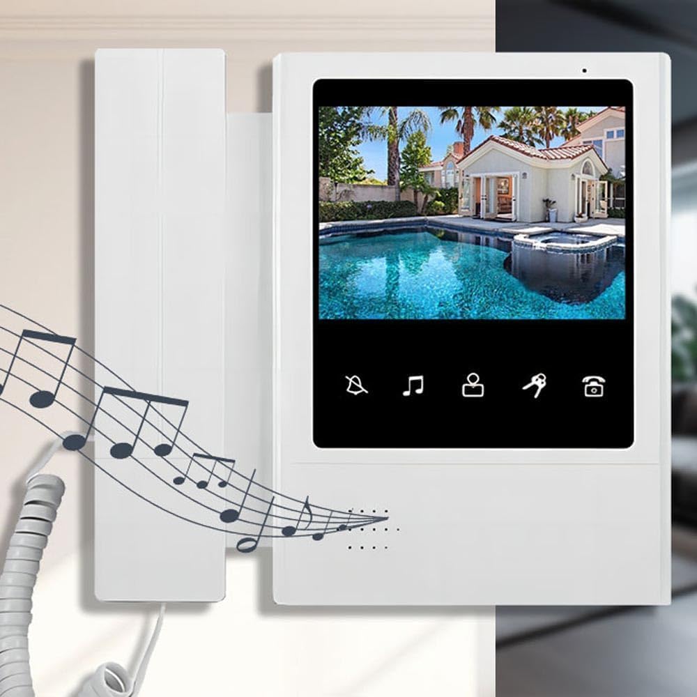 Wired Video Intercom Door Bell Infrared Night Vision Doorphone Home Security System,4.3-inch Monitor,Support Unlocking,Two-Way Intercom,Doorbell Camera