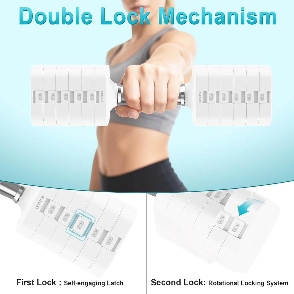 Hezeyferg 30.8LB Adjustable Dumbbell Set, Each Adjustable Weight Dumbbell with 6 Levels 4.4/6.6/8.8/11/13.2/15.4lb, Hand Weights Set for Men/Women Home Gym Exercise Workout