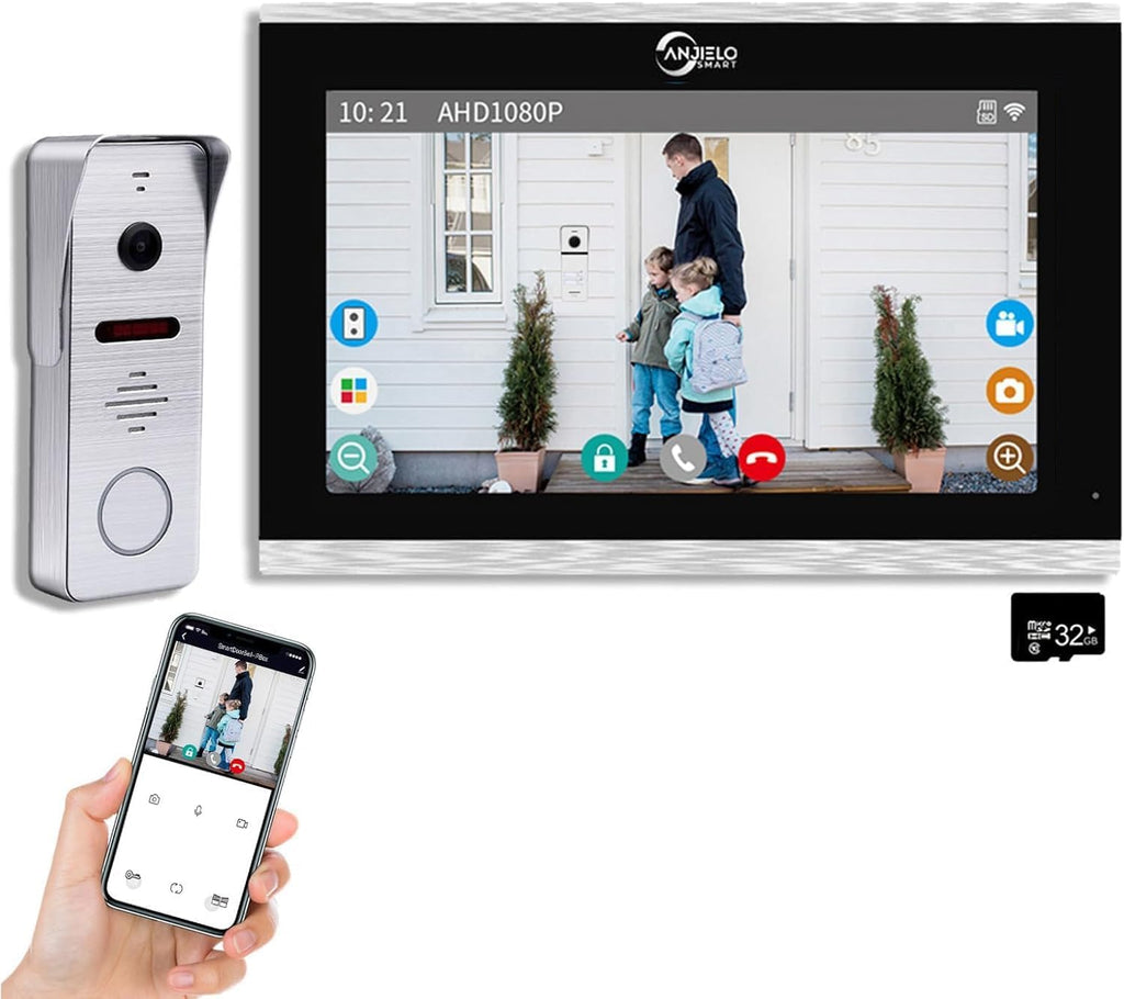 Wireless Video Doorbell Intercom System Doorbell with Camera,10 inch Touch Monitor 1080P Video Entry Doorphone TUYA IP Wired Video Door Phone for Home Villa Apartment (1 Bell+10 inch)