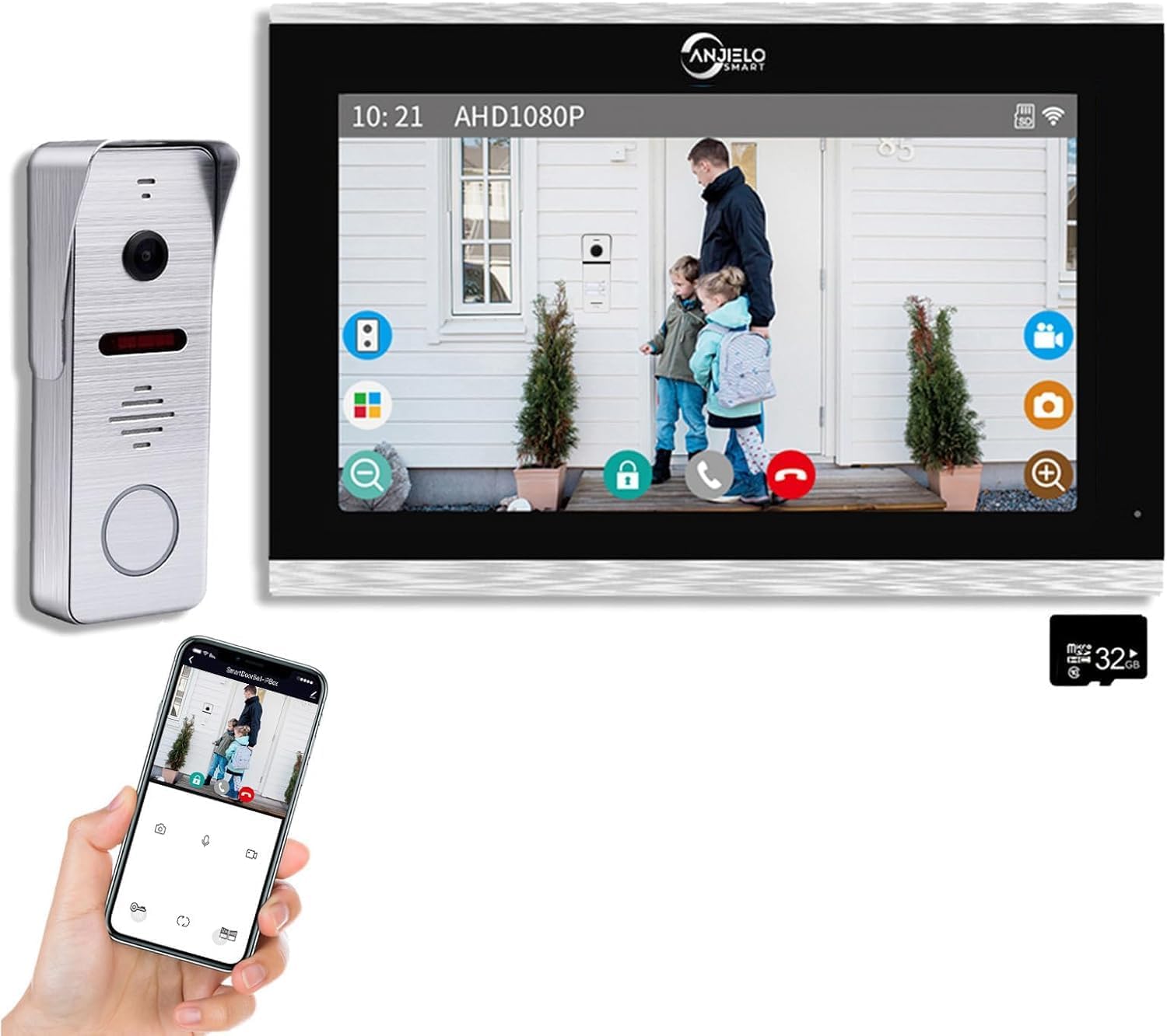 Wireless Video Doorbell Intercom System Doorbell with Camera,10 inch Touch Monitor 1080P Video Entry Doorphone TUYA IP Wired Video Door Phone for Home Villa Apartment (1 Bell+10 inch)