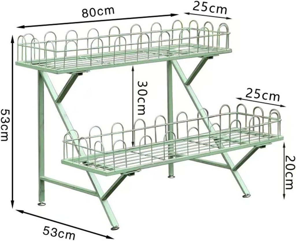 Trapezoidal Floor-Standing Flower Stand, Heavy-Duty Metal Plant Stand,Multi-Layer Storage Rack, Kindergarten Decorative Rack,Garden Potting Benches & Tables,for Courtyard Garden Balcony,Green
