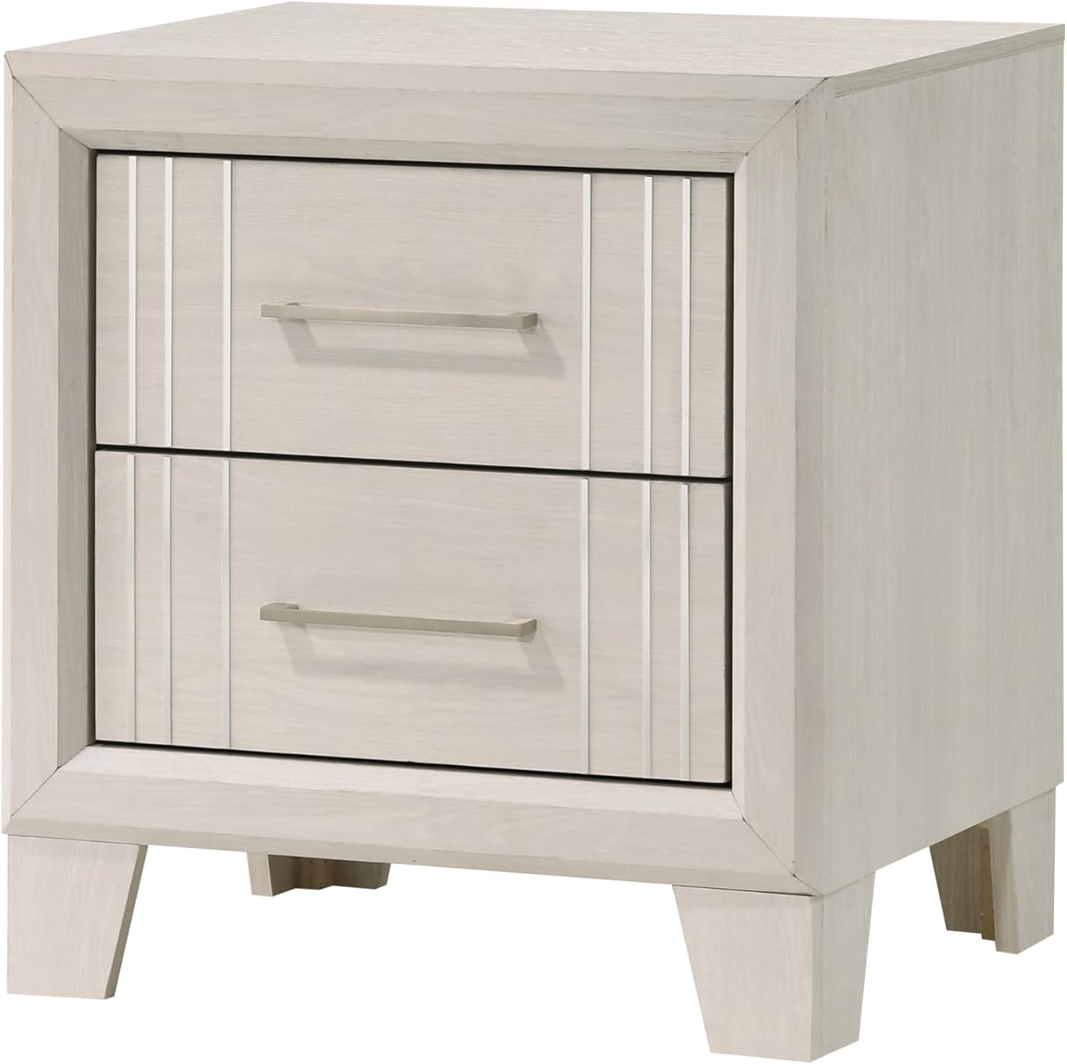 Beautiful Lustrous White Cream Finish Full Size Panel Bed Wooden 3pc Bedroom Furniture Set