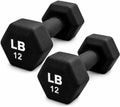 Neoprene Hexagon Dumbbells with Cast Ergo Handle (1 to 15lbs Pack of 1, 2, 4) | Durable Anti-Slip Exercise & Fitness Strength Training Free Weights for Home Gym | Black | For Men & Women