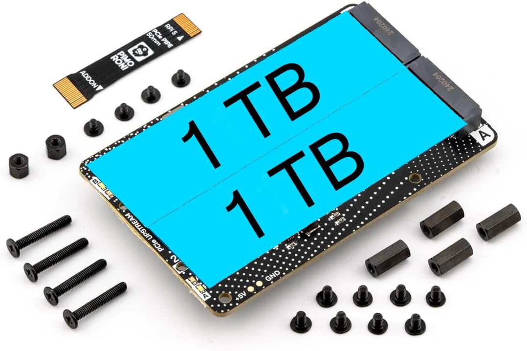 NVMe Base for Raspberry Pi 5 M.2 HAT PCIe Extension Board (M.2 2230 to 2280 Supported) (2 TB (Duo))