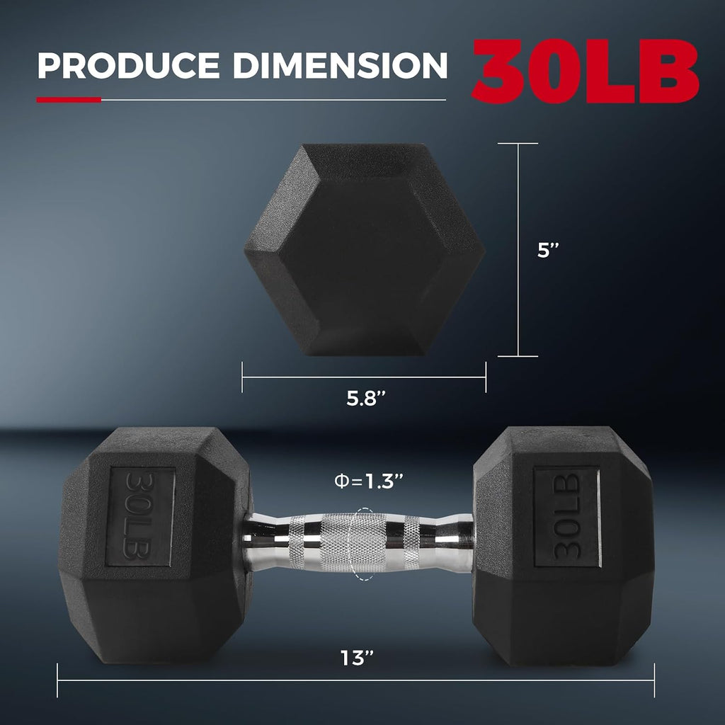 RitFit Rubber Coated Hex Dumbbell Set with Rack, 5-780LB for Home Gym Strength Training, Anti-Slip Knurled Handle, Hexagon Anti-Roll, Heavy-Duty Storage Rack