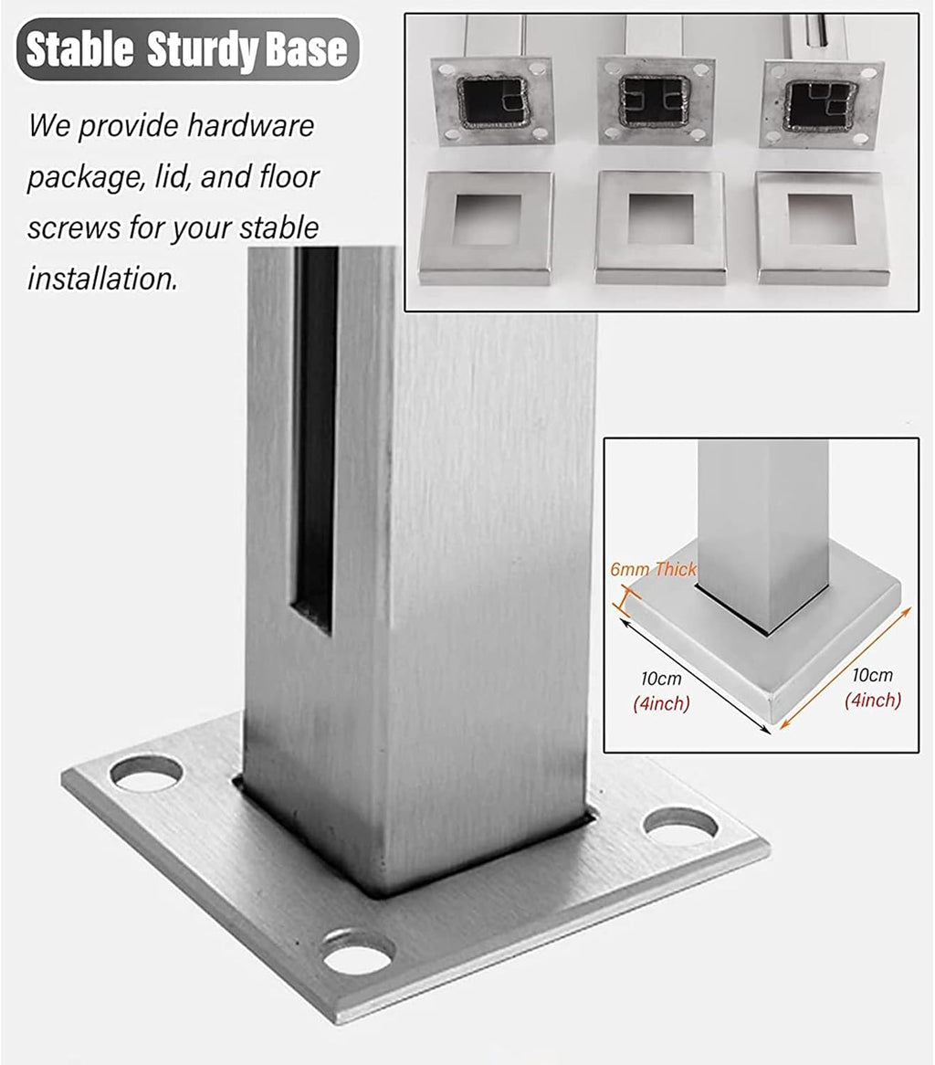 HOFSSI Glass Railing Post Heavy Duty Stainless Steel Black Glass Balustrade Post Panel Support Wood Deck for Interior ExteriorGlass Fence Pole Garden Balcony (Color : Corner Post, Size : 70cm/27.5in)