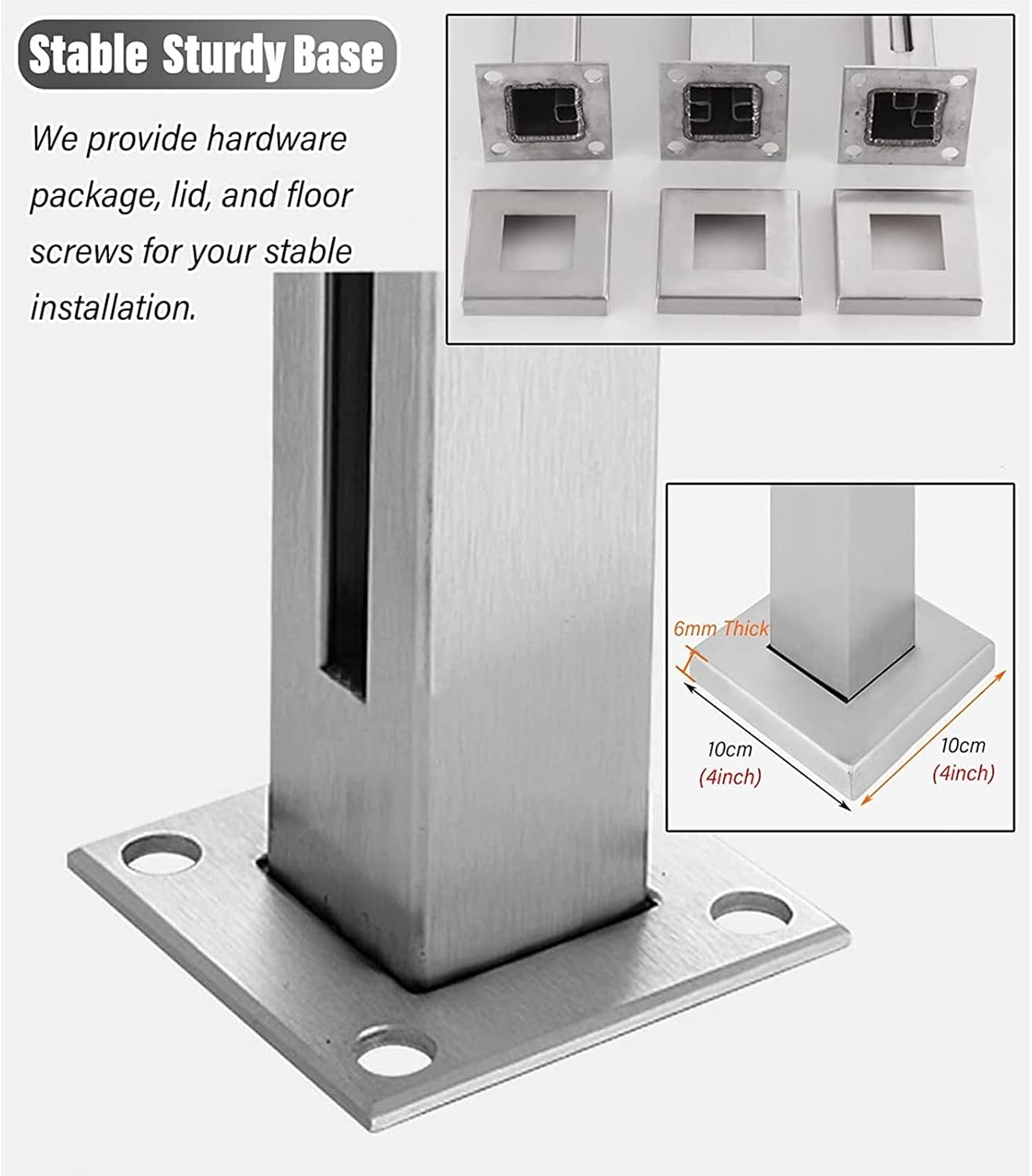 HOFSSI Glass Railing Post Heavy Duty Stainless Steel Black Glass Balustrade Post Panel Support Wood Deck for Interior ExteriorGlass Fence Pole Garden Balcony (Color : Corner Post, Size : 70cm/27.5in)