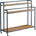 Potting Benches Tables Garden Potting Table Ironwork Plant Shelf for Multiple Plants 3 Tier Tall Plant Stand with Movable Wheels Metal Frame for Patio Balcony (80cm)