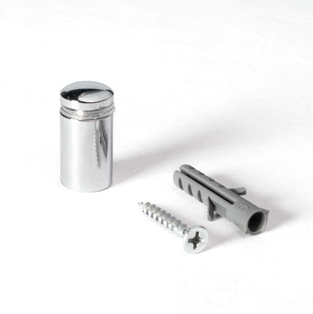 Sign Standoff 1/2' Diameter x 3/4' Barrel Length Polished Chrome Finish Euro Mini Series Easy Fasten Standoff With Rounded Cap Pack of 20 by Outwater
