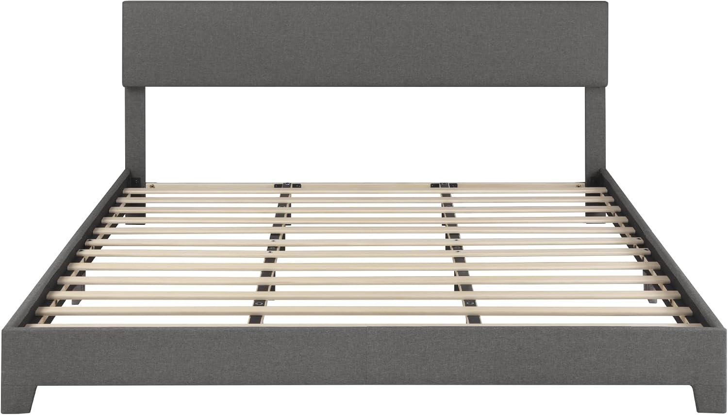 SHA CERLIN Dark Grey King Platform Upholstered Bed Frame with Adjustable Headboard, Wood Slats Support, No Box Spring Needed, Easy Assembly, Easy Clean Up