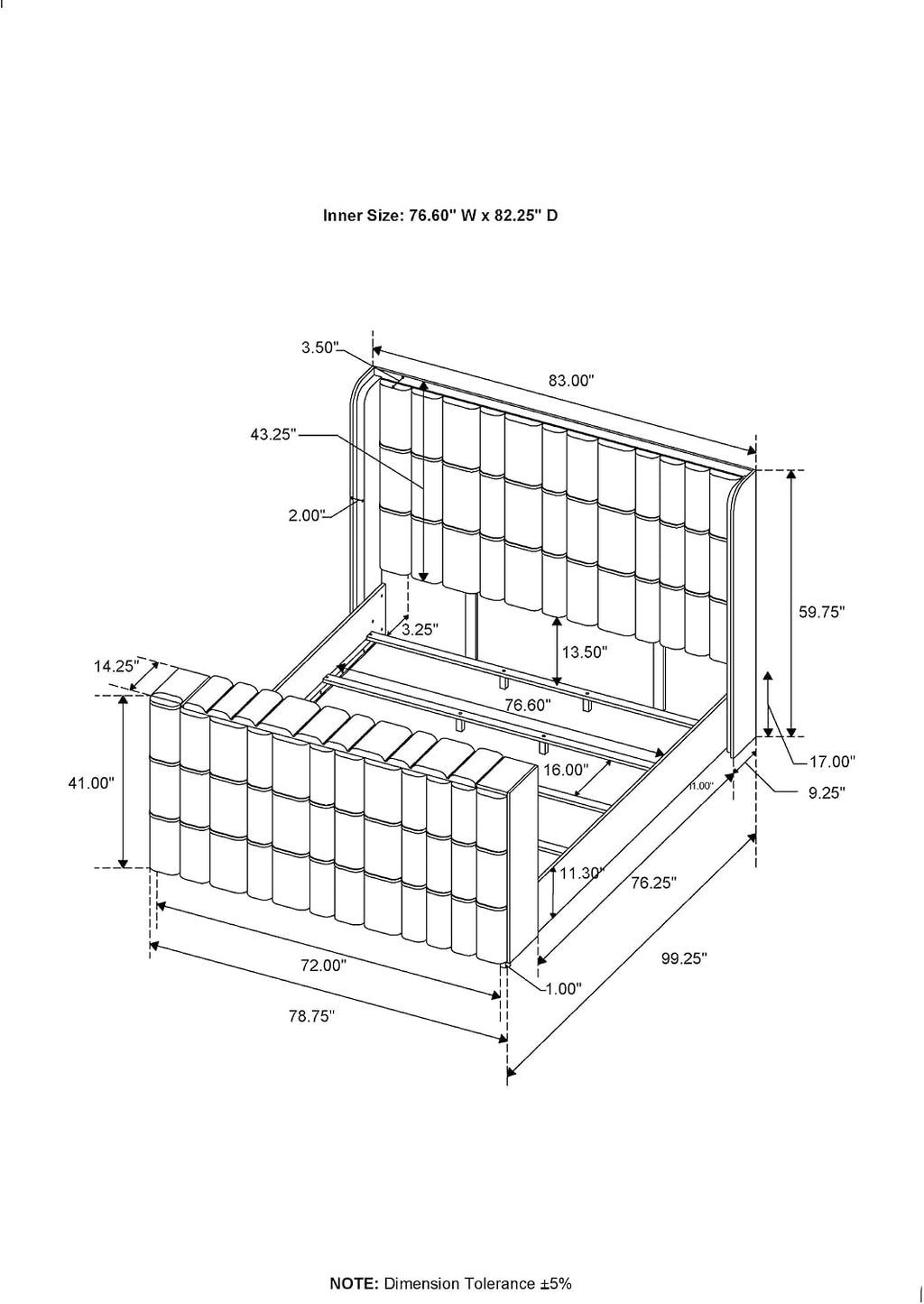 White and Black King 5PC Bedroom Set with 50' TV Lift LED, Speakers and Fireplace