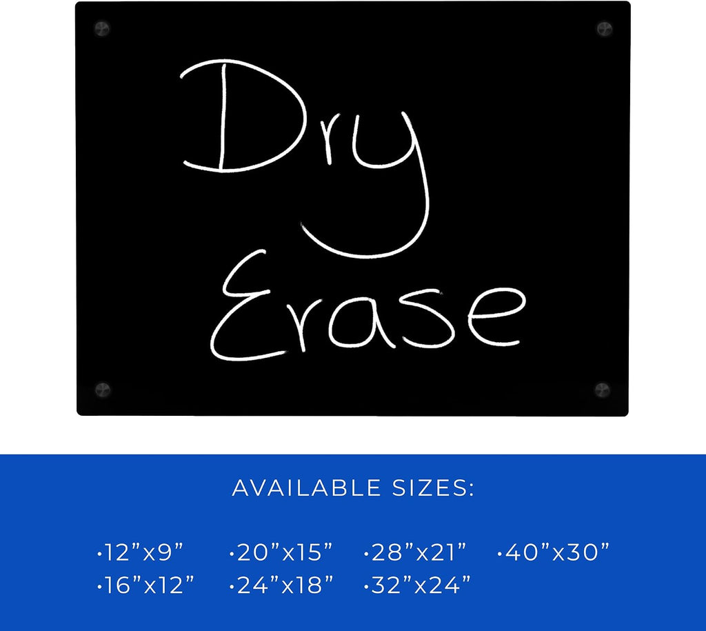 30x40 Dry Erase Board for Wall - with .25 Black Acrylic and Black Stand Off Finish - Perfect Whiteboard for Office, Home, Classroom - Durable and Stylish .25 Black Acrylic Dry Erase Board