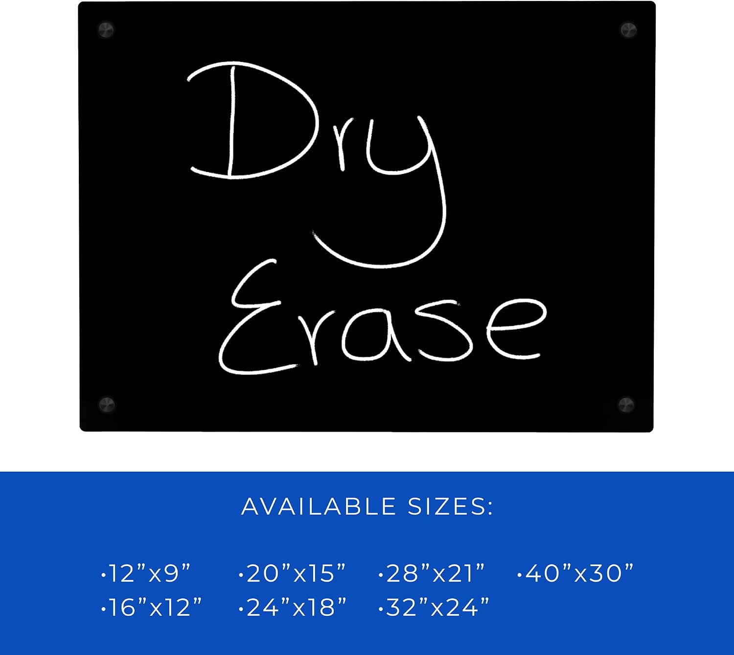 30x40 Dry Erase Board for Wall - with .25 Black Acrylic and Black Stand Off Finish - Perfect Whiteboard for Office, Home, Classroom - Durable and Stylish .25 Black Acrylic Dry Erase Board