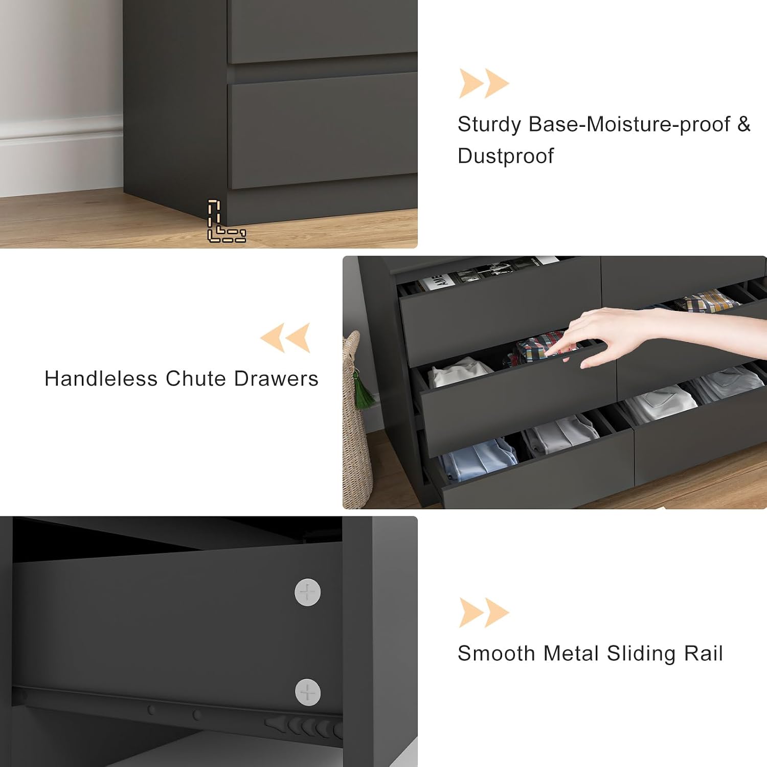 Vibe & Dine 9 Drawer Dresser, 59.1' Long Dresser for Bedroom Free Handle, Modern Wooden Chest of Drawers with Wide Storage for Living Room, Black