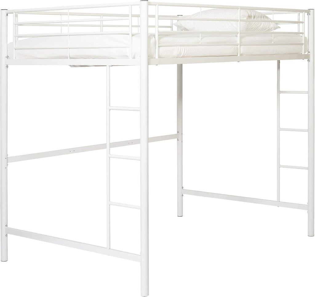 Home Accent Furnishings Full Size Loft Bed-White Metal Finish
