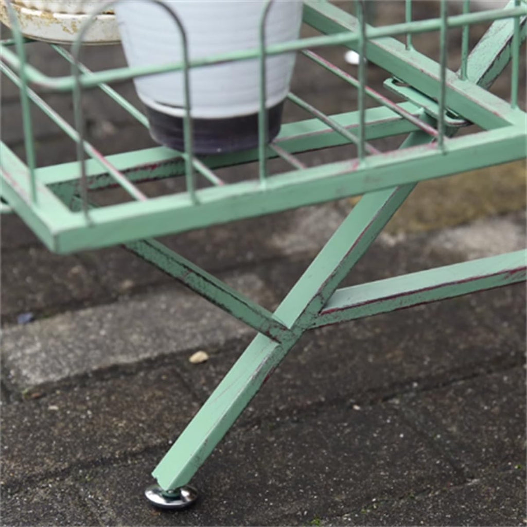 Trapezoidal Floor-Standing Flower Stand, Heavy-Duty Metal Plant Stand,Multi-Layer Storage Rack, Kindergarten Decorative Rack,Garden Potting Benches & Tables,for Courtyard Garden Balcony,Green