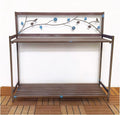 Outdoor Patio Metal Potting Table with 2- Tier Open Shelf, Potting Bench, Garden Work Station Table for Planting (Color:Brown)