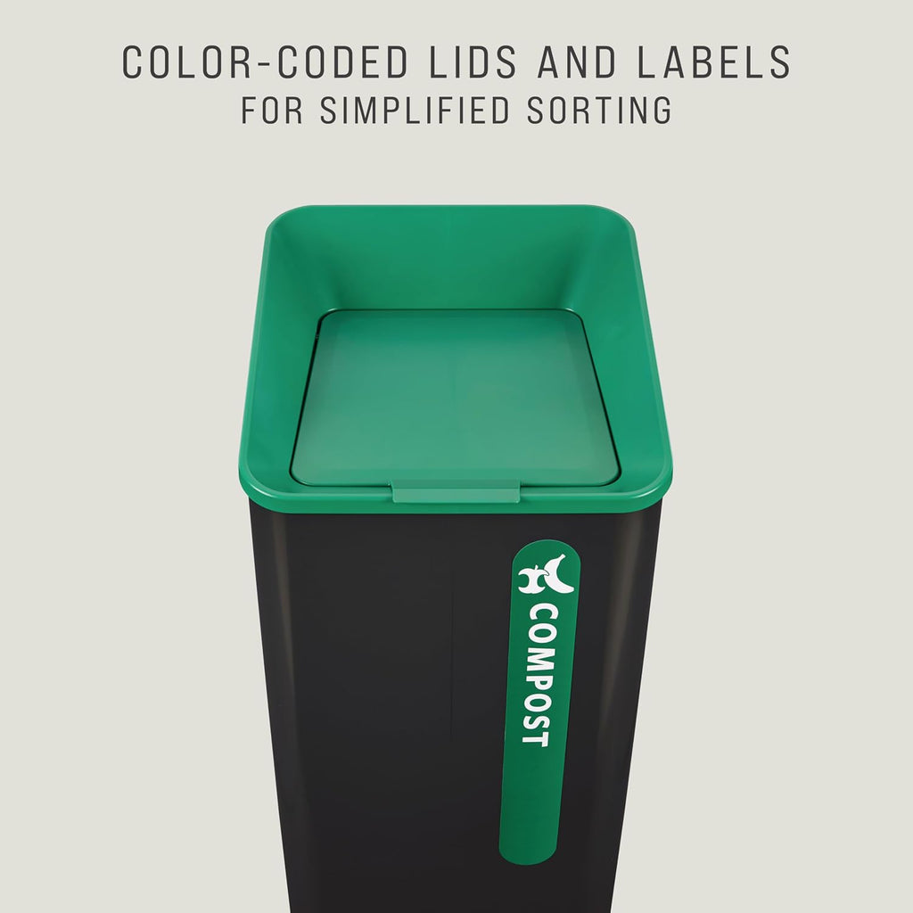 Rubbermaid Commercial Products Sustain Decorative Container, 23 Gallon Trash Can, Black/Green, Indoor for Office Buildings/Food Courts/Fast Casual Restaurants